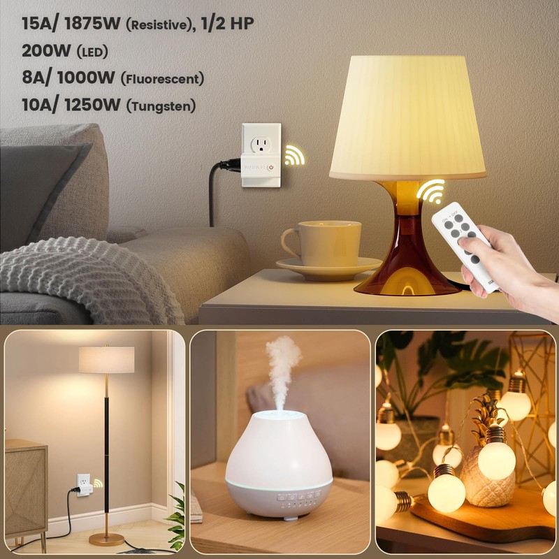 SURAIELEC Wireless Remote Control Outlet Switch Kit - 5 Outlets