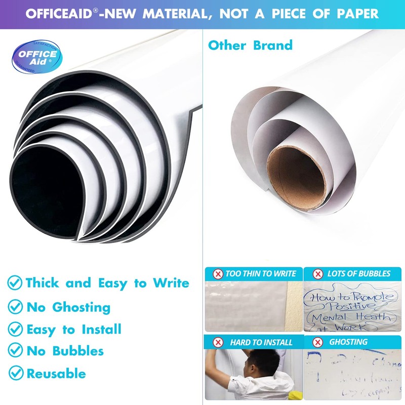 Flexible Jumbo Dry Erase White Board Roll, 41x96 Inch Large