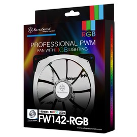 SilverStone Technology PWM 140mm RGB Fan with Dual Ball Bearing and 18 LEDs for Increase Brightness (SST-FW142-RGB)