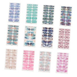 Ipetboom 12 Sheets Press Nails Nail Art Stickers Wear Manicure Decor Accessory Set