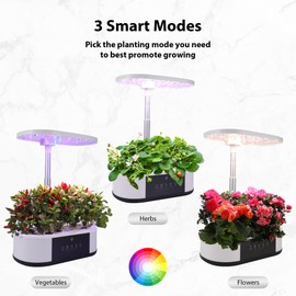 Litake 12 Pods Hydroponics Growing System Indoor Garden with 3 Planting Modes, Up to 16", 120 LED Light, Fixed Hook, Timer, Silent Pump System for Home Kitchen Gardening, GS1 mini