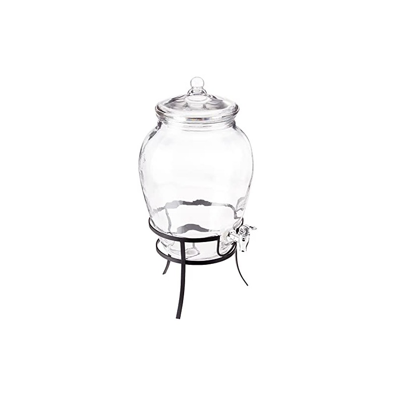 Style Setter 210388-GB Rounded Glass Beverage Dispenser, Clear, 338 Ounces