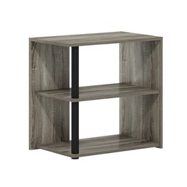 Furinno Romain 2-Tier End Table, French Oak/Black