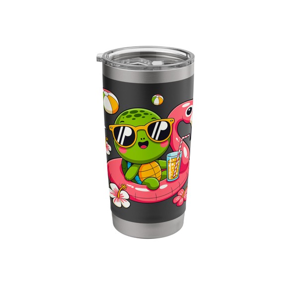 Cool turtle flamingo pool float summer vacation vibe cute Stainless