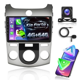 4+64G Android 13 Car Radio for Kia Forte 2008-2012 (Manual A/C) - Wireless Carplay & Android Auto - 9 Inch Touchscreen Radio with 32 EQ DSP/5GHz WiFi/GPS/SWC/Split Screen + AHD Rear View Camera