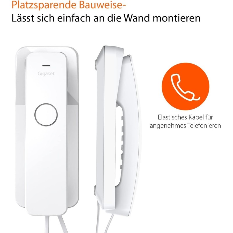 Gigaset Desk 200 Corded Space Saving Telephone with Elastic Cable