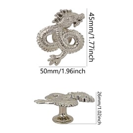 Mizhang Dragon Cabinet Knobs, Retro Decorative Metal Dragon Drawer Knobs Pull Handles for Dresser Cupboard Closet Door Kitchen Hardware Furniture Knob Single Hole Handle 4pcs(Silver)