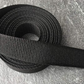 1" (25mm) Black Polyester Light Weight Webbing Trim by 5-Yards, SP-2724 (Black)