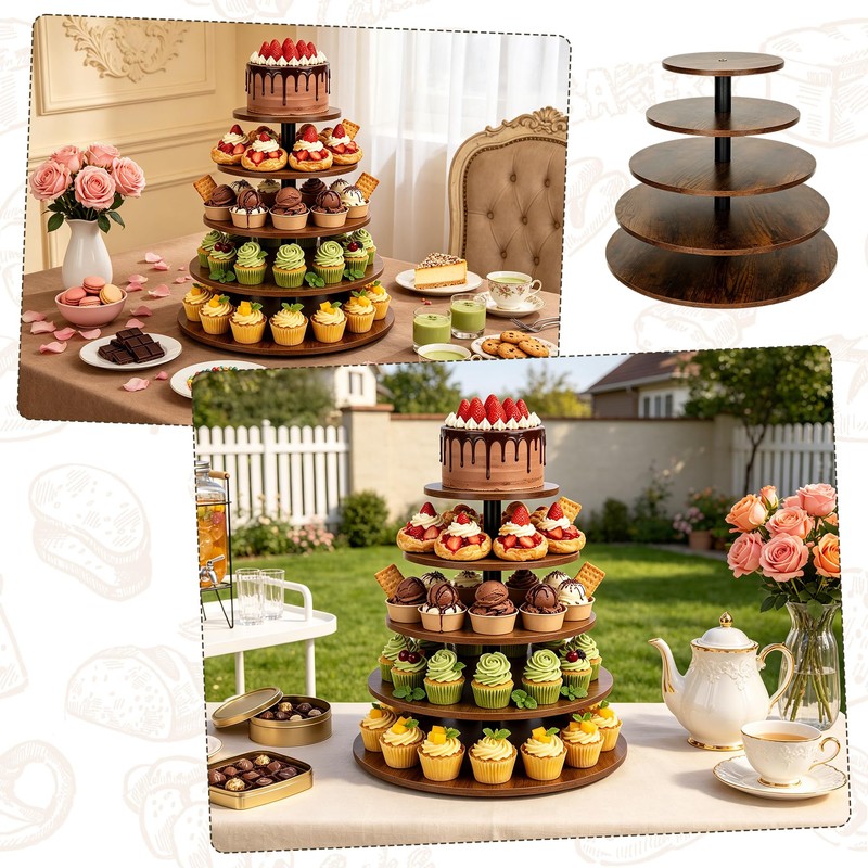 Cupcake Stand 5Tier Round Rustic Cupcake Stand Holds