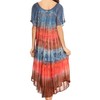 Sakkas 17506 - Sula Tie-Dye Wide Neck Embroidered Boho Sundress