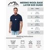 Merino Wool T-Shirt Mens - Merino Wool Undershirt Thermal Shirt