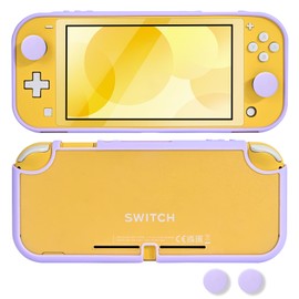 DLseego Case for Switch Lite, Anti Scratch Frosted Translucent White Protective Shell Cover PC Shockproof Protector Case with 2 PCS Thumb Grip Caps,Purple