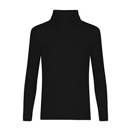 LUXE DIVA Kids Unisex Girls Boys Rib Polo Neck Top Turtle Neck Long Sleeve Rib Tops Size 5/6 7/8 9/10 11/12 & 13 Years Black