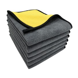 VAIYNWOM 6er Set Mikrofasertücher Autopflege, Sehr Weich Autoreinigung Poliertuch 550GSM Microfasertücher Trockentücher, Fusselfreie Reinigung Auto Motorrad, Innenreinigung, 30x40cm(±1CM) Gelb