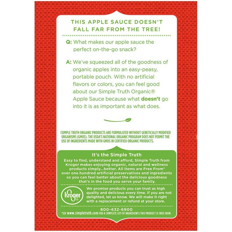 Simple Truth Organic Applesauce Pouches Variety Pack (6 Unsweetened &