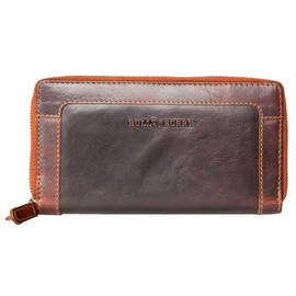 Bull Burry Dark Brown Soft Very Spacious Double Zipper-Around Genuine Leather Wallet