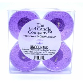 4 Pack Unscented PURPLE COLOR Mineral Oil Based Up To 8 Hours Each Tea Lights Candles for weddings special events The Gel Candle Company™