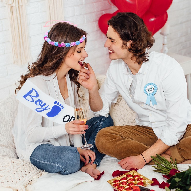 Boy Girl Gender Headband Decoration Sash Maternity Gender Sash Belt