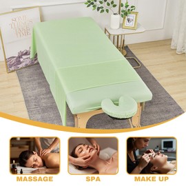 2 Sets Microfiber Massage Table Sheets, 3 Piece Reusable Massage Bed Cover Per Set, Lash Bed Cover Soft, Light-Weight, Stain & Wrinkle Resistant for Spa Beauty Tattoos