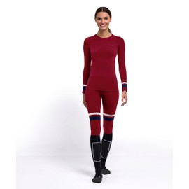 FALKE Maximum Warm Trend Round Neck W L/s Sh filo funzionale asciugatura rapida 1 pezzo, Maglia Donna, Rosso Merlot 8117, L