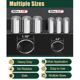 PHIXBEAR Multiple Sizes 0.8 "&1.18" of Glue Clear Dots Double Sided Removable, Mounting Putty for Walls No Damage, Poster Sticky Tack for Hanging Pictures，Dashboard Accessories，Home Crafts, 120 Pcs