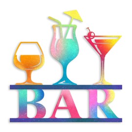 ARTINME Metal Bar Wall Decor,Modern Fashion Bar Decorations For The Home Bar Sign, 12x12inch Stylish Design (Colorful)