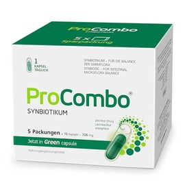 ProCombo The smart synbiotic with targeted alignment of the "good" bacteria. Double capsule and liquid formula for quick results. 1 capsule per day. Laboratory tested (50 capsules)