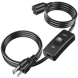 Extension Cord with Switch ON/Off, HLCORD Long Extention Cord 3 Prong Grounded Plug Indoor Power Cord 6.56 FT Indoor/Outdoor Use, UL Listed, Black