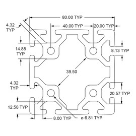 80/20 Inc., 40-8080, 40 Series 80mm x 80mm Extrusion x 610mm