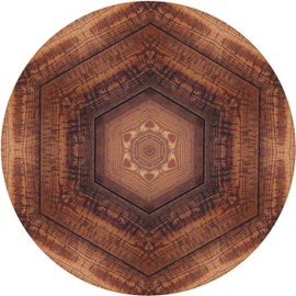 BOXIMIAO Mandala Wood Grain Round Tablecloth with Elastic Edge Table Cover Waterproof Reusable Table Cloth for Holiday Kitchen Party Patio,M(45"-50"