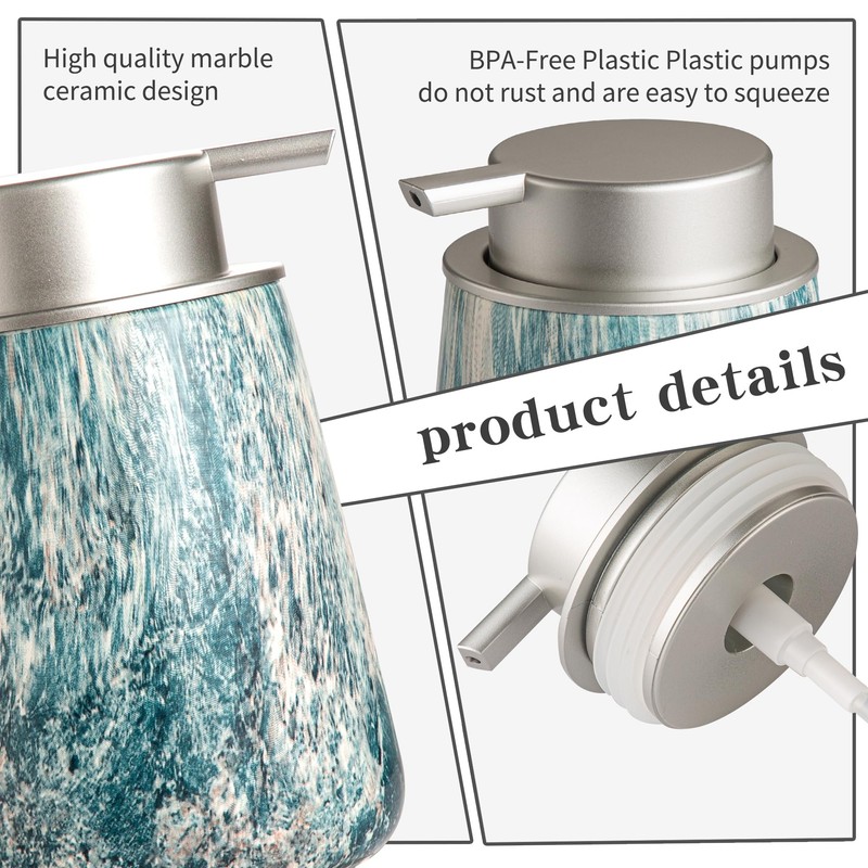 Enra Ceramic Hand Soap Dispenser,12 oz Blue Lotion Dispenser Bathroom