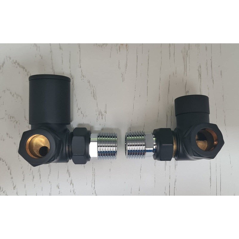 Team Controls Matt Black Corner Towel Rail Radiator Rad Valves