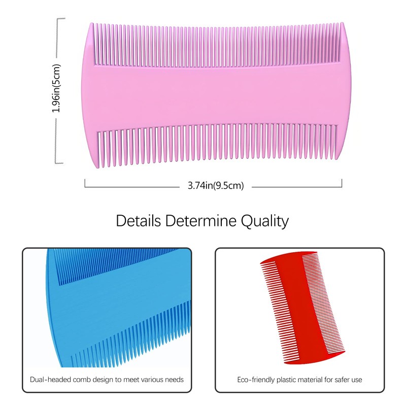 Double-Sided Pet Grooming Comb Set, 6-Pack Flea and Lice Combs