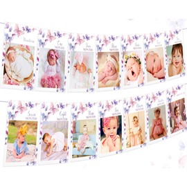 1st Birthday Decorations Girl Fairy First Birthday Decorations Butterfly Birthday Banner Butterfly Monthly Photo Banner for Our Little Butterfly is One Floral Party Decoration