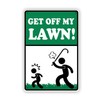 A smiling eye Get Off My Lawn! Metal Aluminum Tin