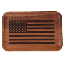 American Flag Valet Tray for Men Catch All Acacia Woden Tray, Mens Key Tray, Decorative Tray, Nightstand Tray Dump Tray EDC Tray
