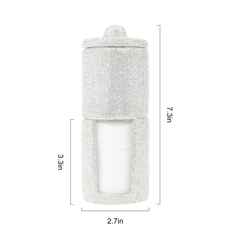 KEYPOWER Bling Rhinestone Cotton Ball Pad Swabs Make Up Pads