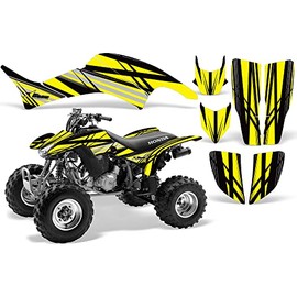 AMR Racing ATV Graphics kit Sticker Decal Compatible with Honda 400 TRX/EX 1999-2007 - Inline Yellow Black