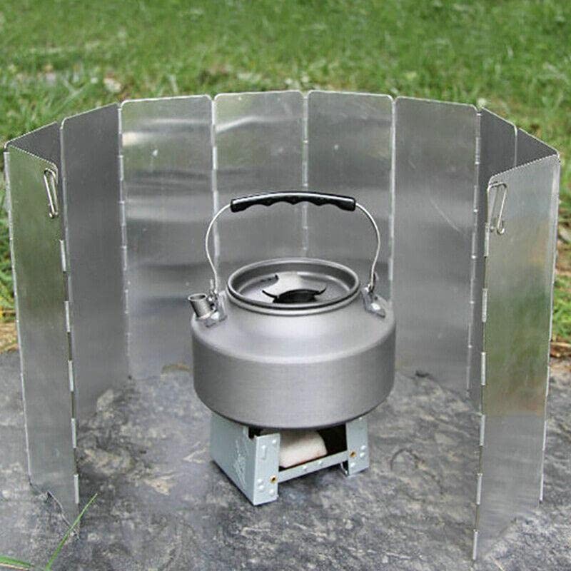 10 Plates Foldable Aluminum Camping Cooker BBQ Gas Stove Wind