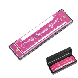 10 Holes Diatonic Harmonica, C Key Major Blues Harmonica, 20 Tones Mouth Organ with Case for Professional Player Beginner Teacher Adult Friends(Rose Red)