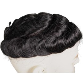 Voloria BOND Men’s Toupee 100% Human Hair Undetectable Mono Lace with Soft PU Base Natural Look Breathable Secure Hairpiece for Daily Wear Work Parties (1B Black Color)