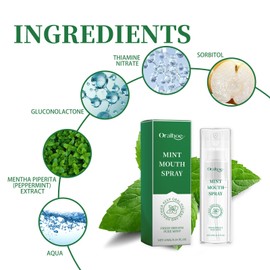 Peppermint Breath Freshener Spray for Bad Breath - Long Lasting Fresh Breath Oral Spray, Natural Mint Flavor, Travel Size 0.34 Fl Oz