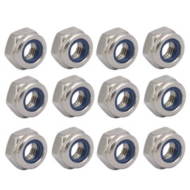sourcing map Left Hand Locking Nuts 304 Stainless Steel Metric Thread M6 x 1 mm Pack of 12