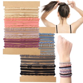 DIYDEC 32PCS Boho Hair Bracelets for Women Elastic Bracelets Hair Ties No Damage Hair Bands for Girls Thick Thin Long Curly Hair Accessories(E Style)