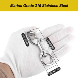 Flag Clips Swivel Snap Hooks - Heavy Duty 3.5" Flag Pole Clips for Flagpole Rope, Marine Grade Stainless Steel Bolt Snap for Diving, Dog Leash, 2 Pack, 350 Lbs Capacity