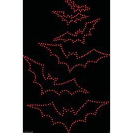 Red 12x Bats Iron On Rhinestone Transfer Crystal Hotflix t-Shirt Applique