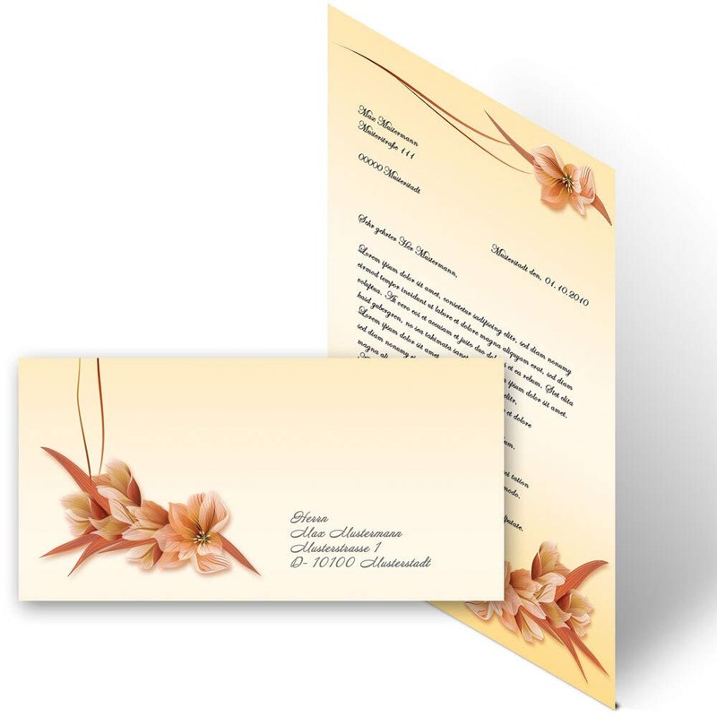 Letter Paper Set 20 Pieces Flowers and Petals 10 Sheets