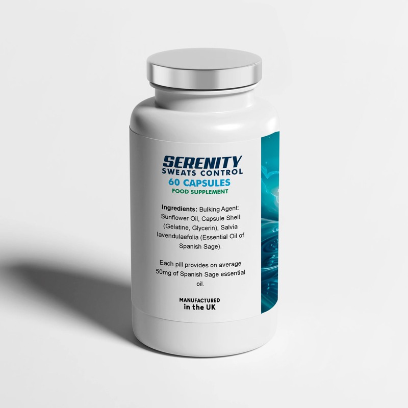 Serenity Sweats Control 60 Capsules - Reduce Excess Sweating, Sweat