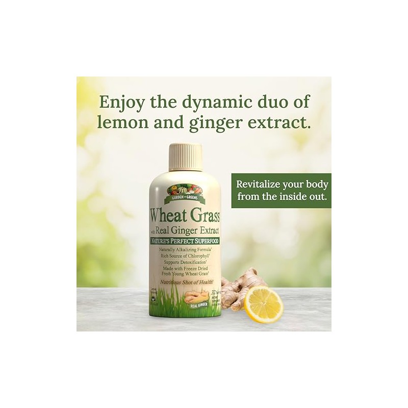 Garden Greens Wheat Grass Liquid with Real Ginger Extract, Nature's