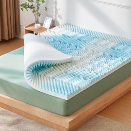 LINSY LIVING 7 Zones King Mattress Topper, Cooling Gel Infused Memory Foam, Soft Foam Mattress Topper King, 2 Inch King Size Bed Topper, CertiPUR-US Certified